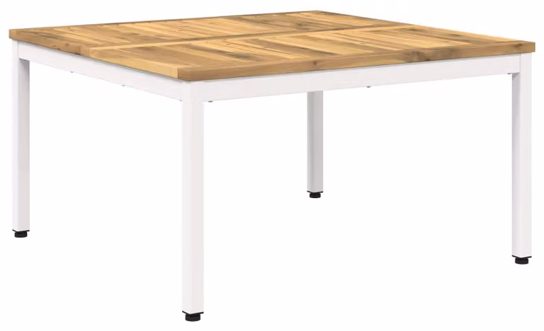 Tavolino da caffè bianco, dimensioni 80 x 80,5 x 45 cm, in legno massello di acacia