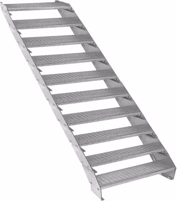 Scala metallica a 10 elementi ad altezza regolabile in acciaio zincato 90 cm / 900 mm