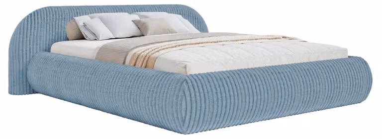 Selsey Shels Low – Letto imbottito 140x200, velluto a coste largo, blu