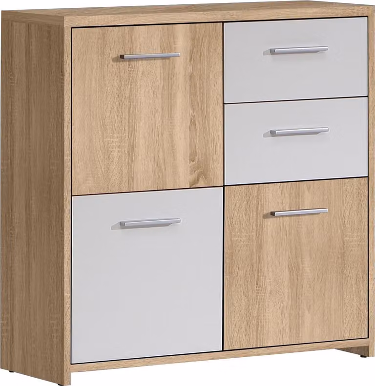 Comodà >Odessa< in rovere Sonoma bianco - 77,2 x 77,5 x 29,6 cm (L x A x P)