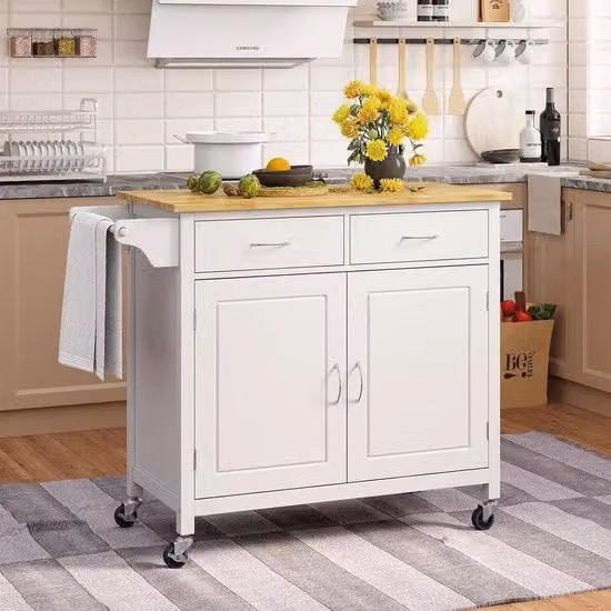 Carrello cucina con piano di lavoro e spazio di stoccaggio - Isola cucina mobile per cucina e sala da pranzo