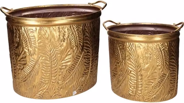 Portavaso ovale in metallo VACCHETTI oro L: 49 cm, P: 29,5 cm, H: 41 cm