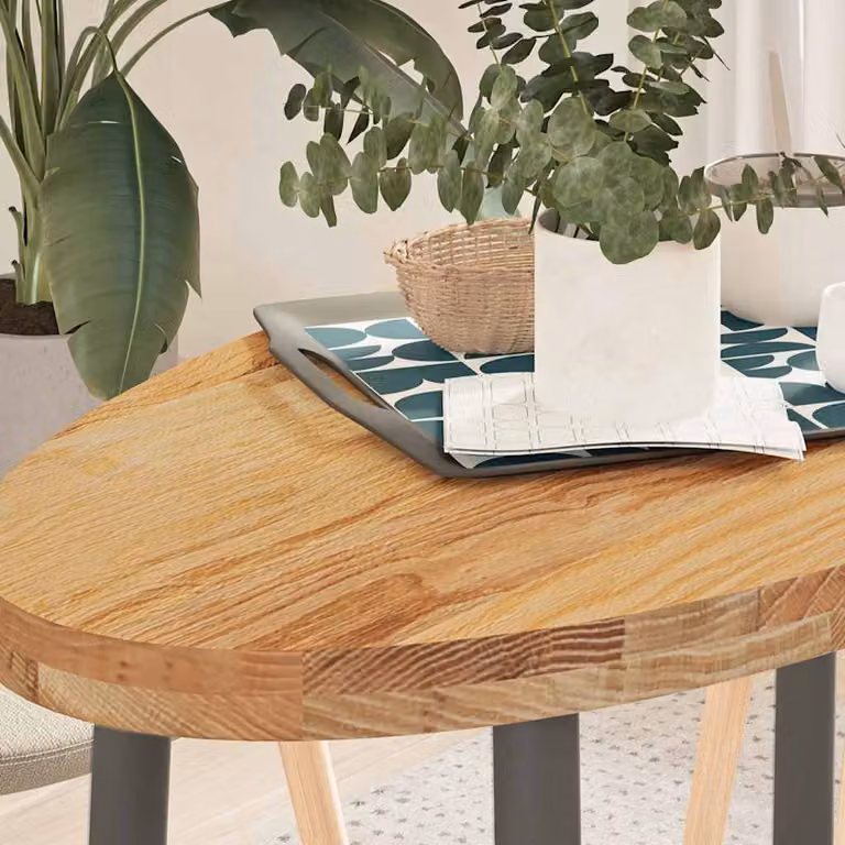 Piano Tavolo Ovale in Rovere Massello vidaXL, Marrone Chiaro, L: 100 cm, P: 50 cm, H: 4 cm