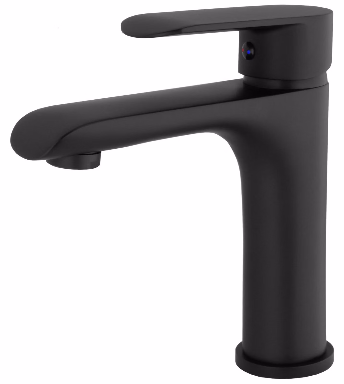 Miscelatore monocomando per lavabo, nero opaco, forma rotonda, serie Turia