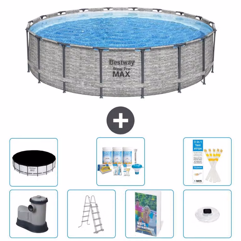 Piscina gonfiabile Bestway Steel Pro MAX, rotonda, 549x122 cm, composta da 6 parti, modello S576