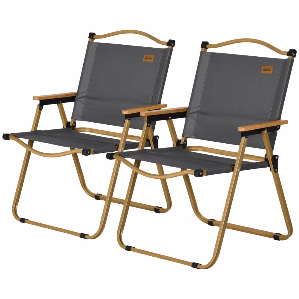 Sedie da giardino pieghevoli con braccioli XYLO in tessuto Oxford grigio, L: 54 cm, P: 59 cm, H: 78 cm – 2