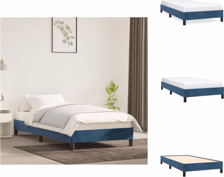 vidaXL Struttura letto blu scuro 100x200 cm in velluto - Letti e strutture letto
