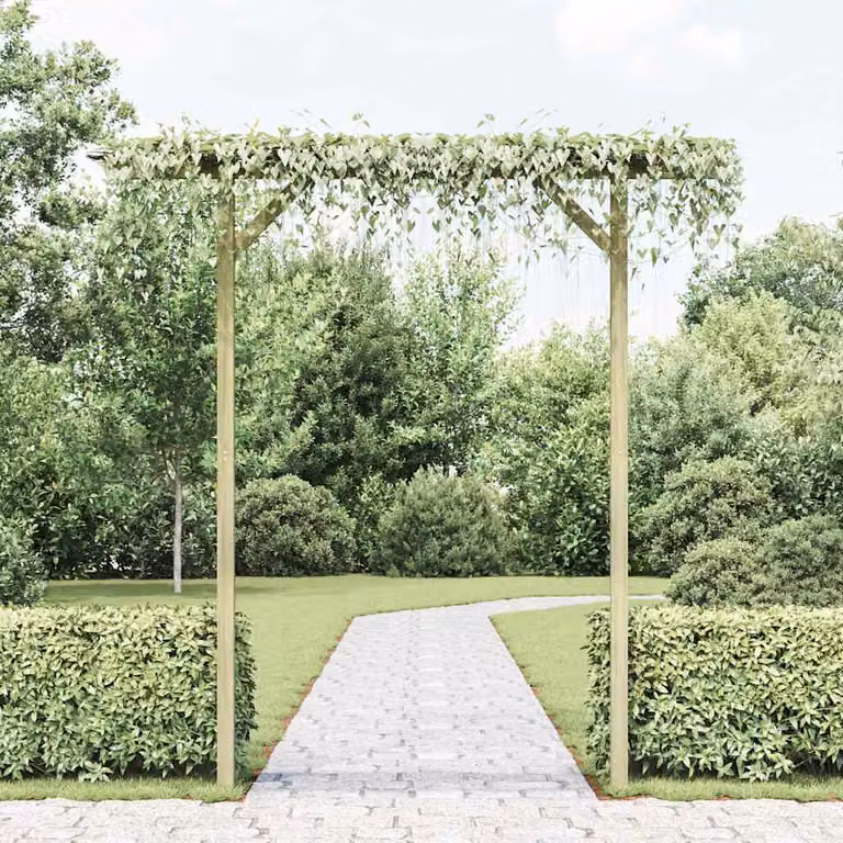 Pergolato da giardino vidaXL in legno marrone e verde, L: 205 cm, P: 40 cm, H: 203 cm