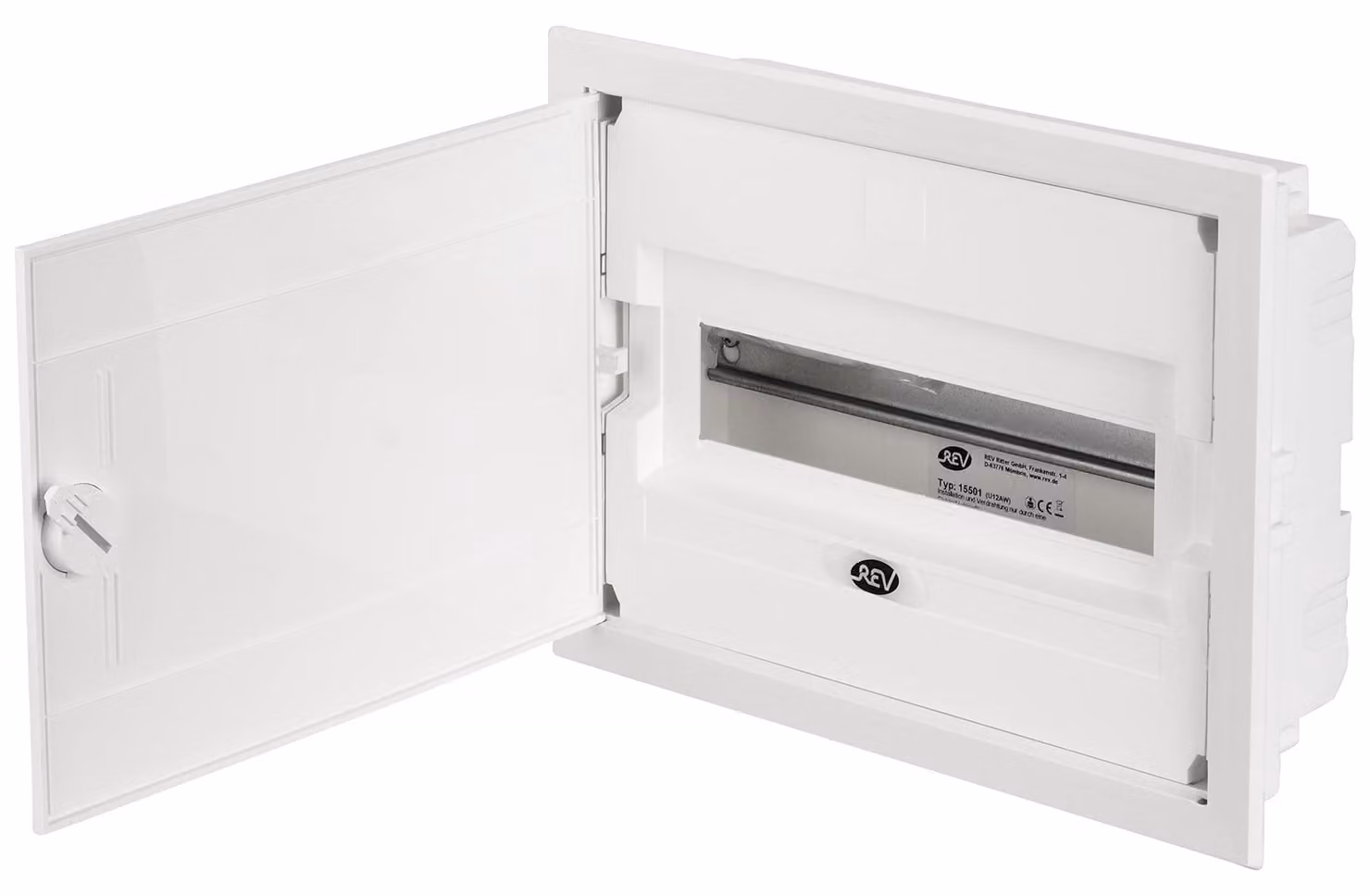 Piccolo quadro elettrico da incasso con sportello, a 1 fila, bianco