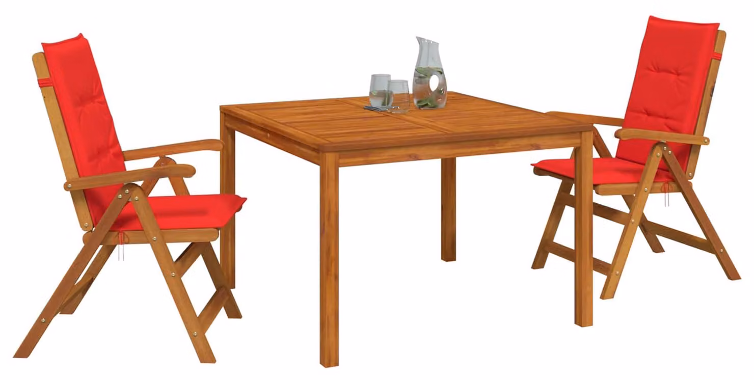 Set da giardino in legno massello di acacia, composto da tre elementi