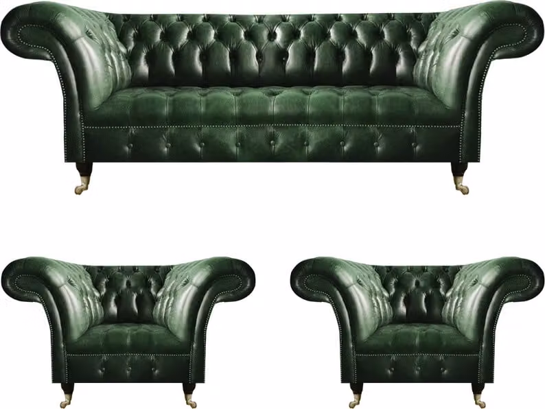 Wohnzimmer Einrichtung Sofagarnitur 3tlg Polstermöbel Luxus Chesterfield