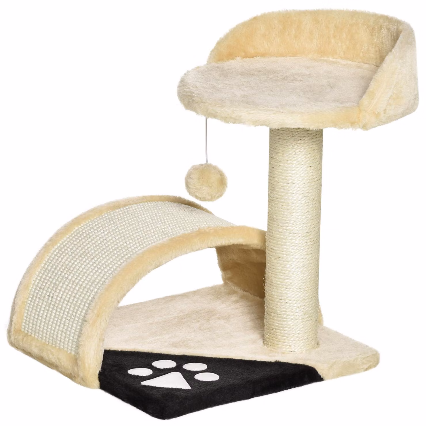 PawHut Tiragraffi per gatti con palline da gioco Pali tiragraffi in corda di sisal Beige