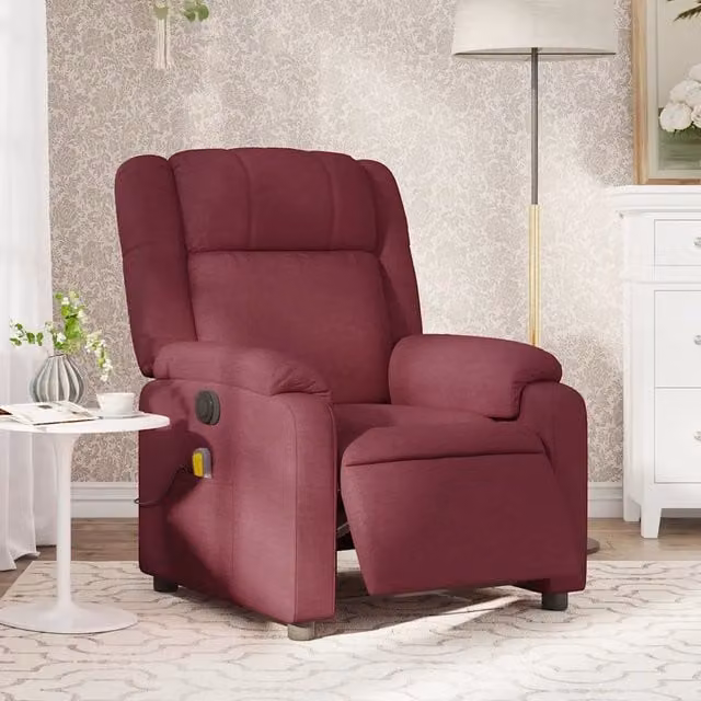 Divano Sedia-Poltrona Massaggiante Reclinabile Elettrica Rosso Vino Tessuto 596711