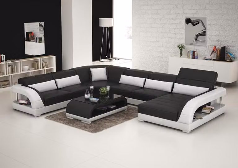 Ledersofa Couch Wohnlandschaft Ecksofa Eck Garnitur Design Modern Sofa G8016