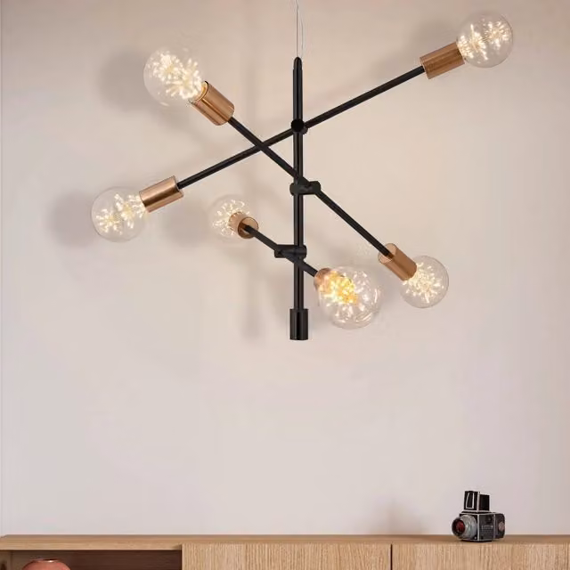LÚZETE - LAMPADA DA SOFFITTO JUPITER 6 LUCI NERO