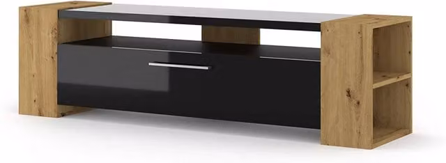 Mobile Livia160 Bim Furniture in legno nero lucido per soggiorno L/P/H: 160 x 40 x 45 cm