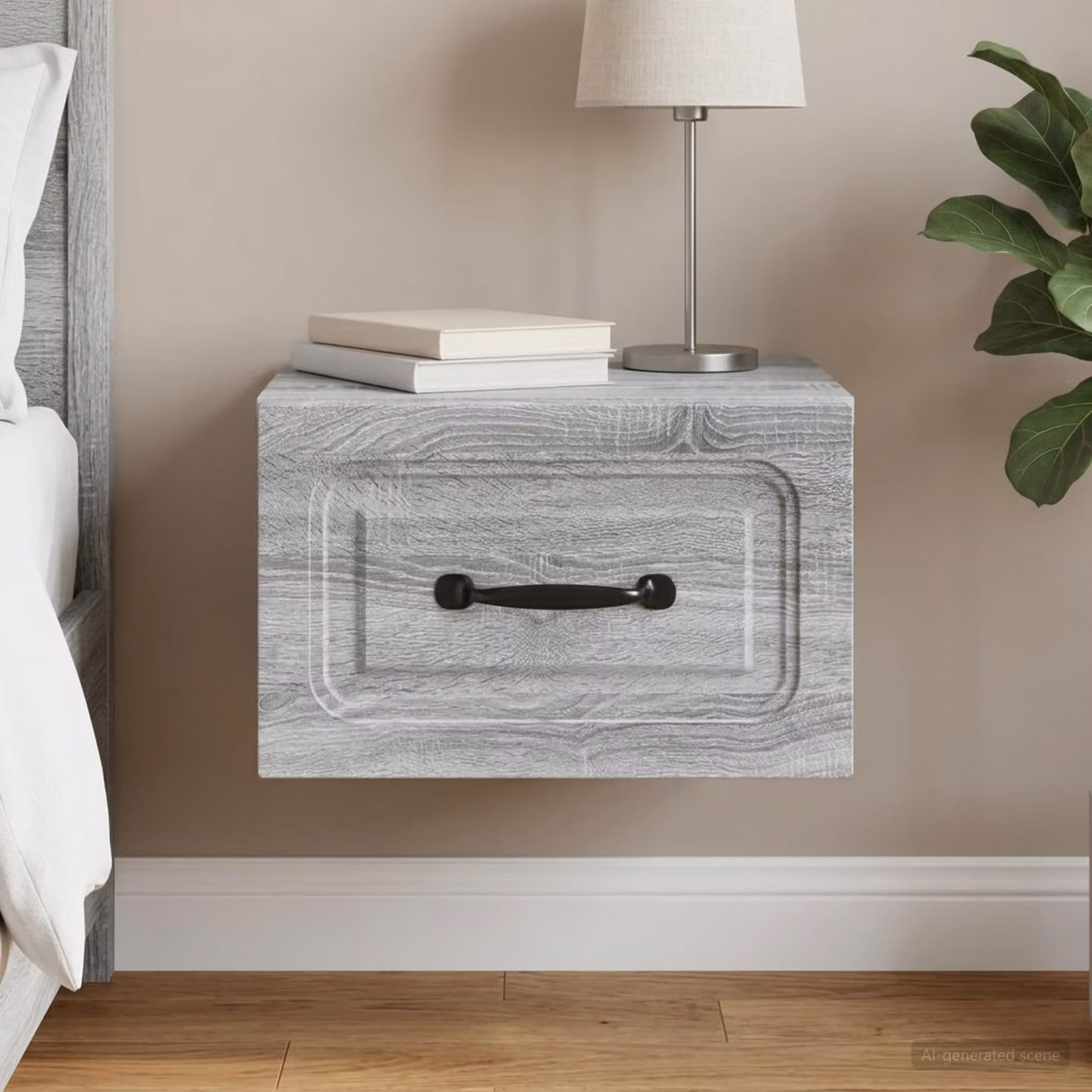vidaXL Mobiletto da notte sospeso moderno Grigio opaco L: 34,5 cm, P: 33 cm, H: 20 cm