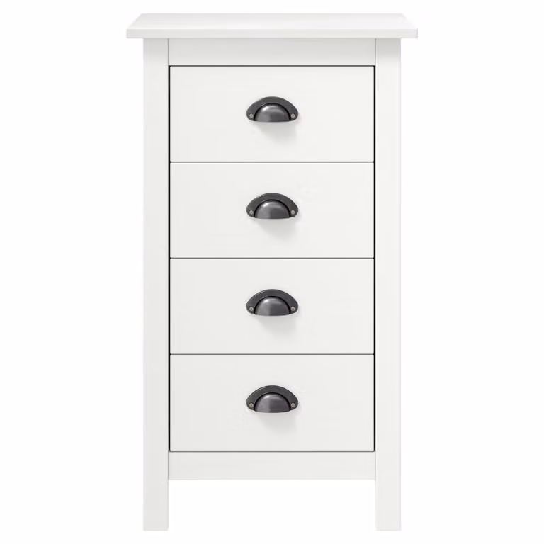 Credenza Hill Bianca 46x35x80 cm in Legno Massello di Pino