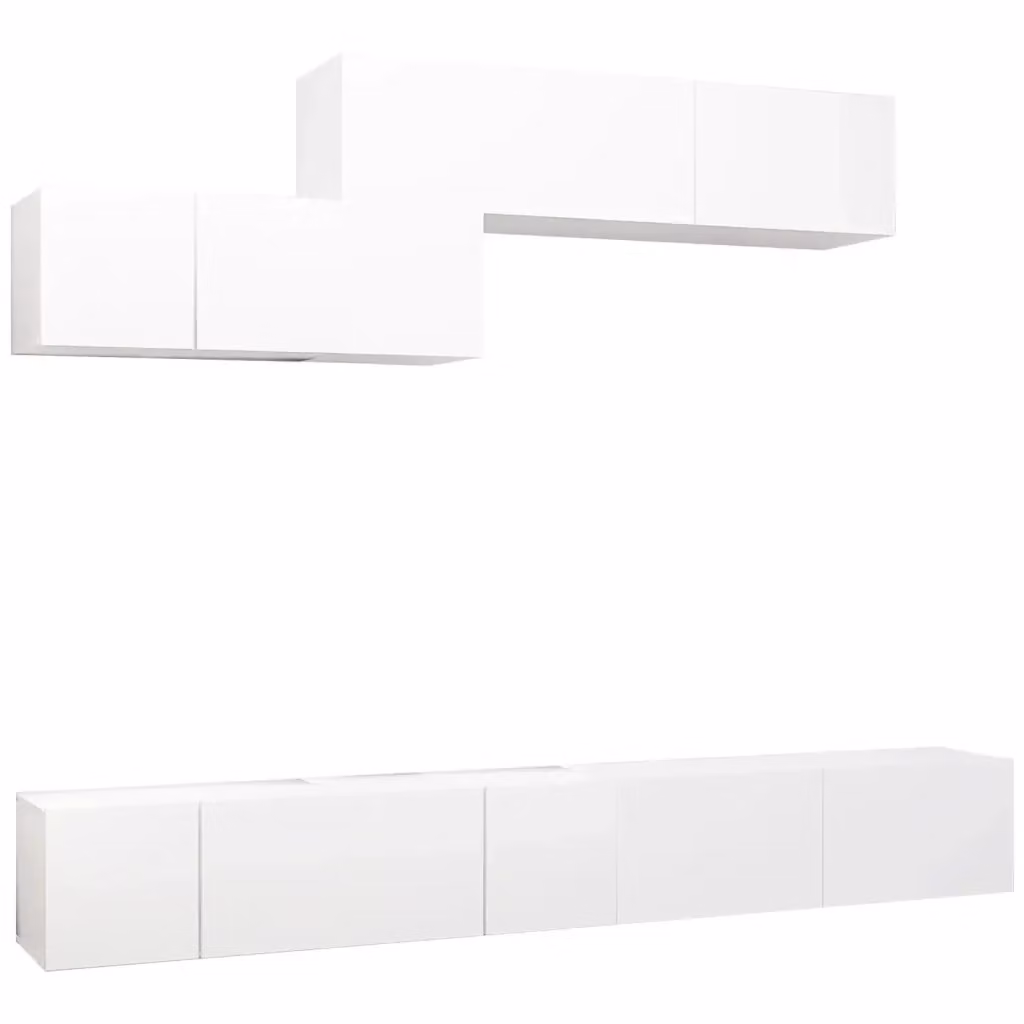 Set di mobili porta TV moderno vidaXL in legno multistrato bianco da 6 pezzi per il tuo soggiorno – 2