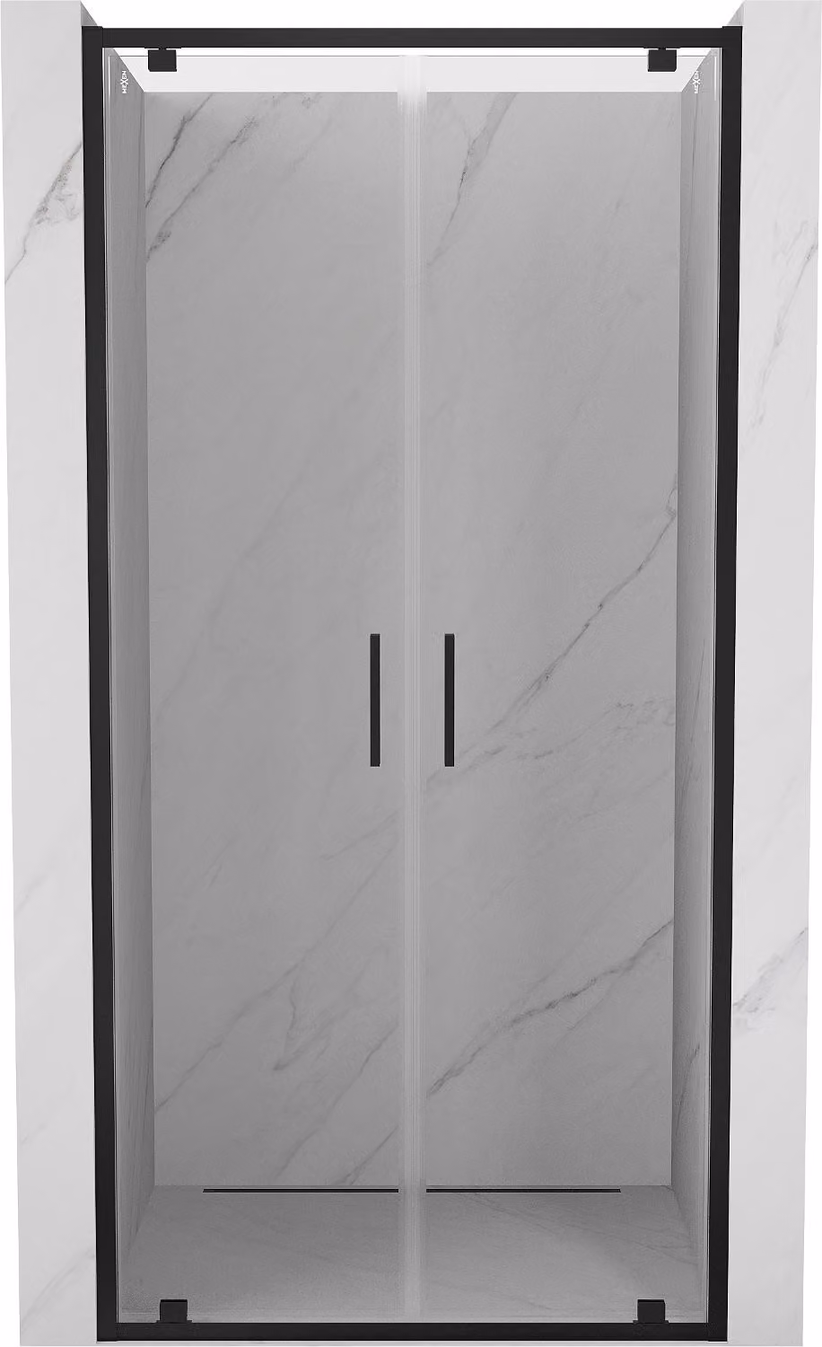 Mexen Exo porte doccia doppie a battente 100 cm, trasparenti, nere - 8182-100-000-70-00