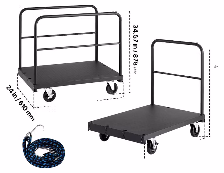 Carrello per cartongesso, capacità di carico di 816 kg (1800 lbs), struttura in acciaio, portata di 1000 kg (2200 lbs)