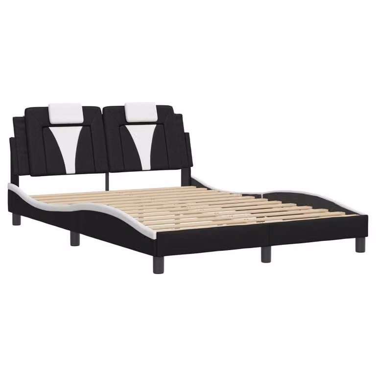 Giroletto Viana senza Materasso Nero e Bianco 120x200 cm in Pelle finta