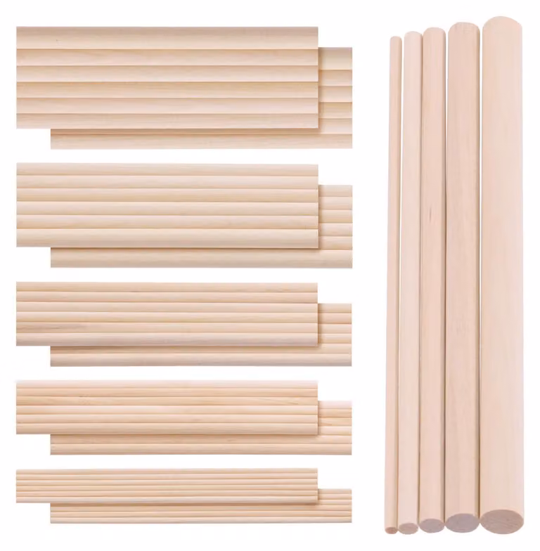 Listelli in legno, set da 160 pezzi, lunghezza 6 pollici, 5 diverse dimensioni, in legno di betulla