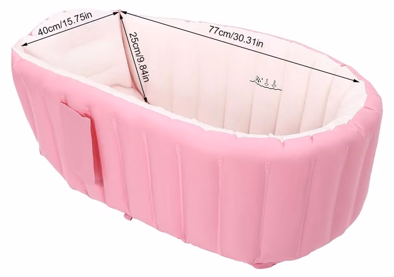 Vasca da bagno gonfiabile, design portatile, facile da installare, rosa