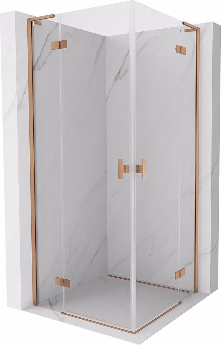 Mexen Mist-H L Duo cabina doccia a battente 85 x 85 cm, trasparente, rame spazzolato - 8A5L-085L-085P-65-00