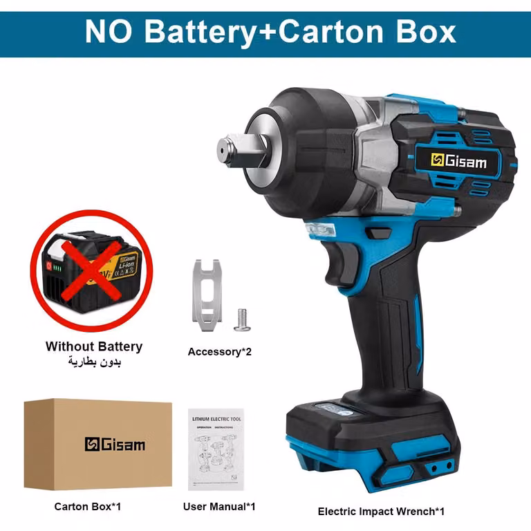 Avvitatore a impulsi elettrico - Modello senza spazzole, alimentato a batteria da 18V - Coppia di 2800 Nm - Attacco quadrato da 1,27 cm (1/2") - Senza batteria - Confezionato in scatola di cartone