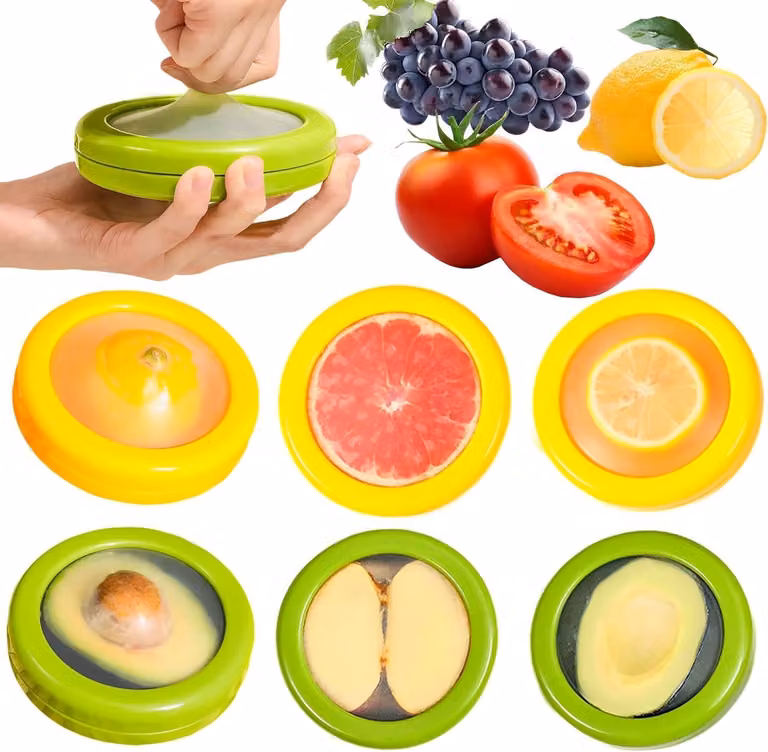 Contenitori per la conservazione di frutta e verdura, set da 6 pezzi, con coperchi in silicone, ideali per la cucina e il giardino