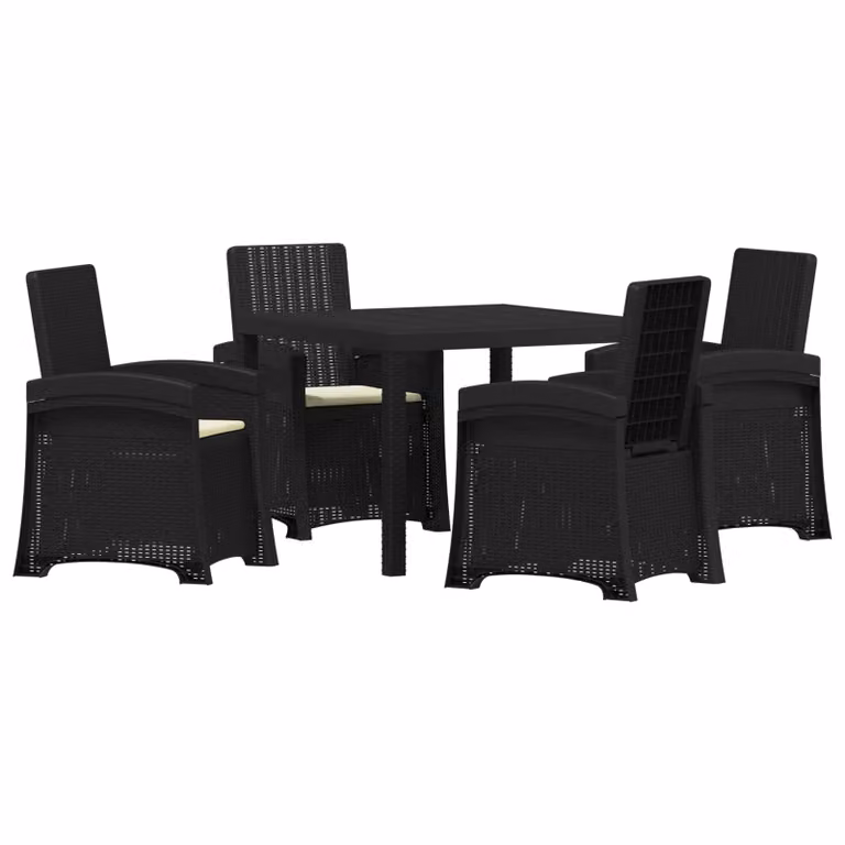 Set da pranzo per giardino e terrazzo vidaXL in rattan sintetico da 5 pezzi, colore antracite e beige