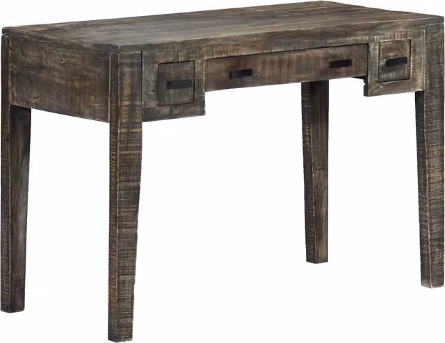 Scrivania | Tavolo da Ufficio Nera 110x50x75cm in Legno Massello di Mango