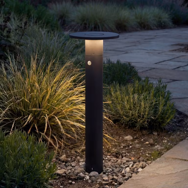 Arcchio Lampione a LED Tovio, altezza 81 cm, sensore, antracite Tovio, Alluminio / Grigio / Zincato, Alluminio, Moderno