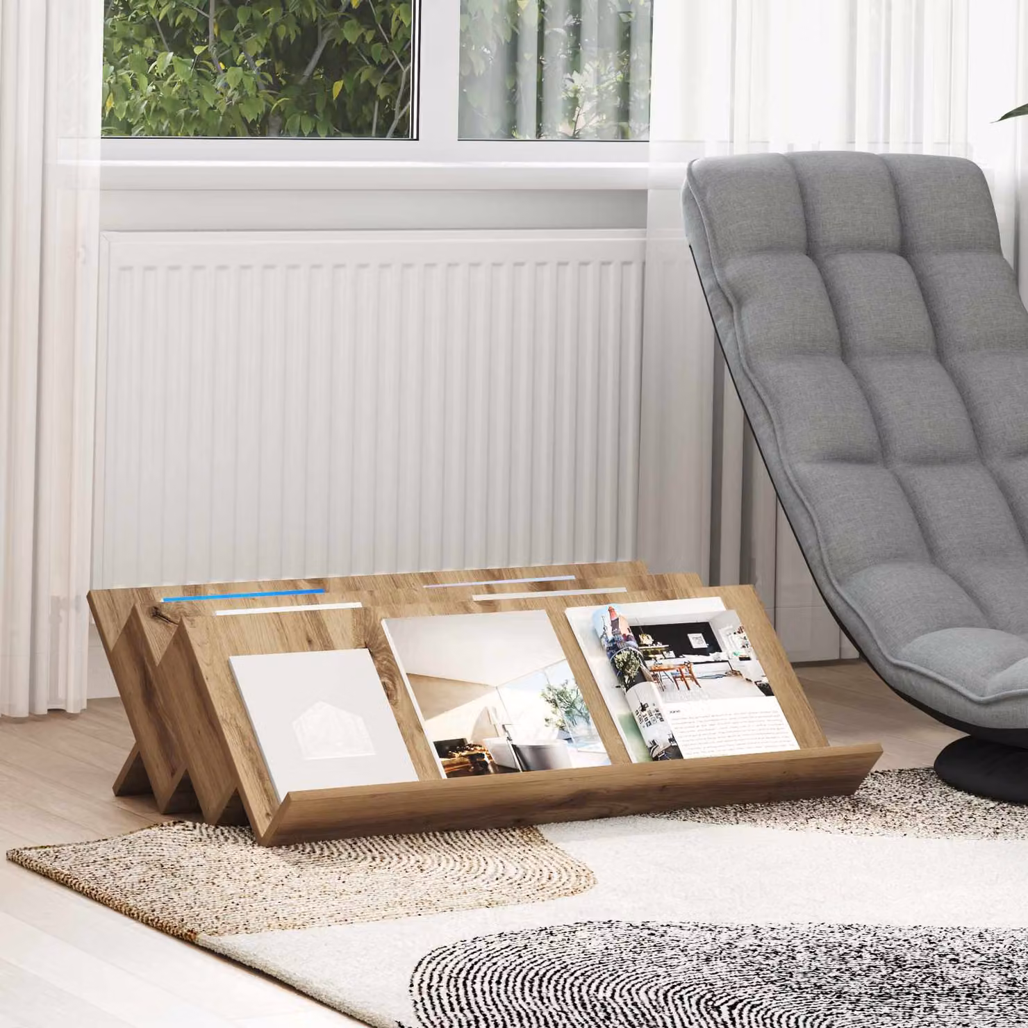 Scaffale per riviste vidaXL in legno marrone stile moderno L 90 cm x P 53 cm x H 28,5 cm