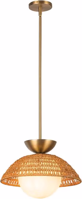 Sospensione boho Perth Alora rattan sfera opale oro E27