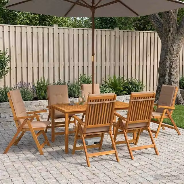 Set da pranzo da giardino 7 pezzi Naturale 3434575