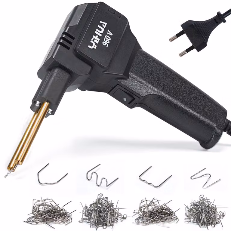 Saldatrice portatile in plastica, kit di riparazione con luce a LED, 200 graffette termiche per la riparazione di crepe