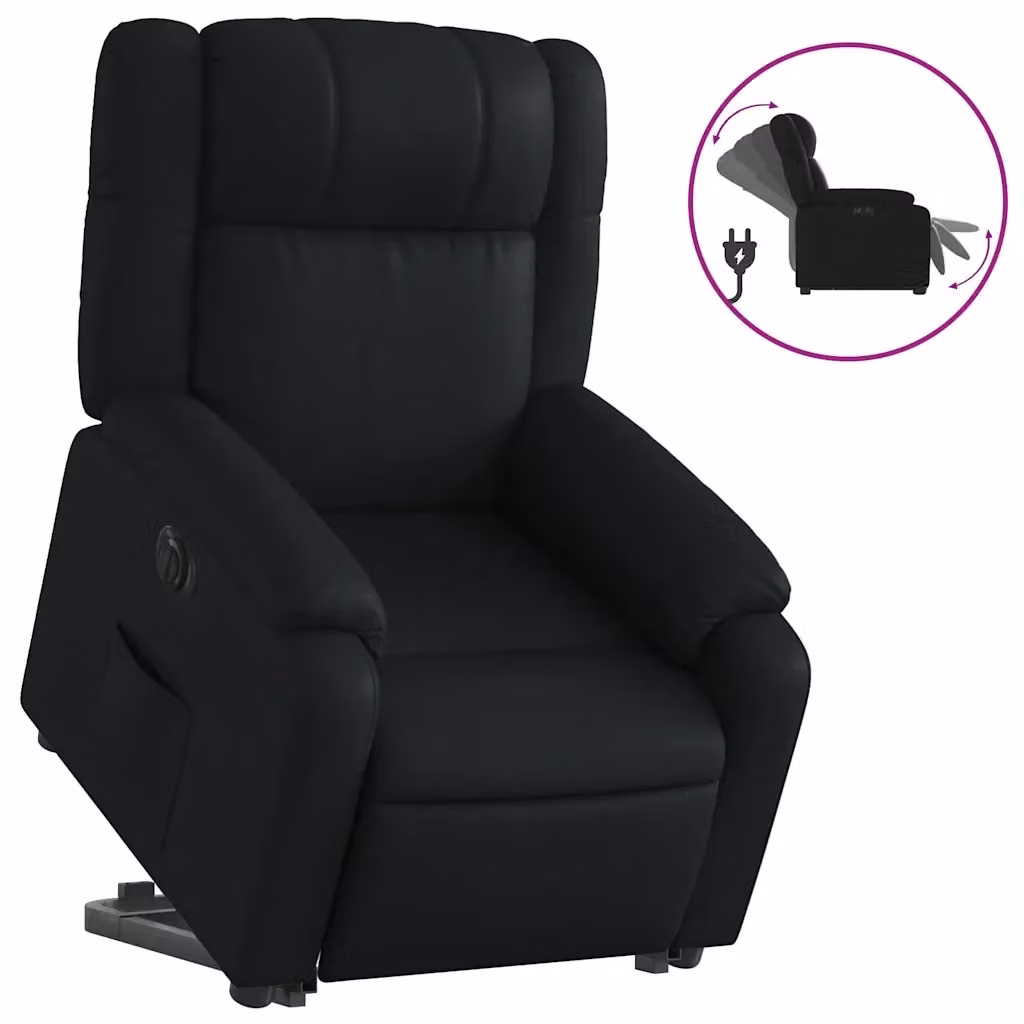 vidaXL Poltrona Alzapersona Reclinabile Elettrica Nera in Similpelle con Braccioli – 2