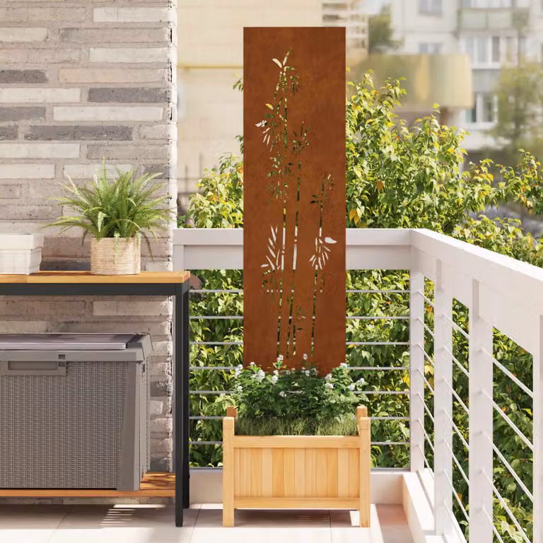 Paravent per privacy in giardino vidaXL in acciaio, colore marrone, L: 32 cm, H: 140 cm