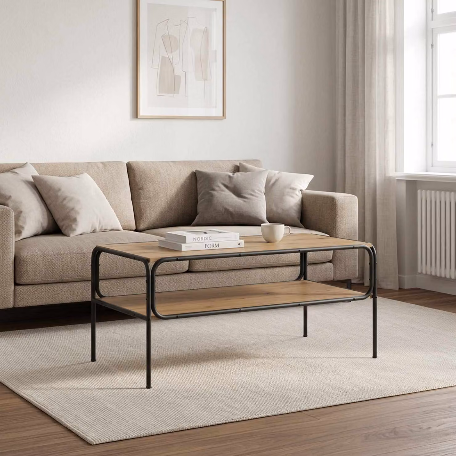 vidaXL Tavolo laterale Rovere Artigianale 100 x 50 x 46 cm