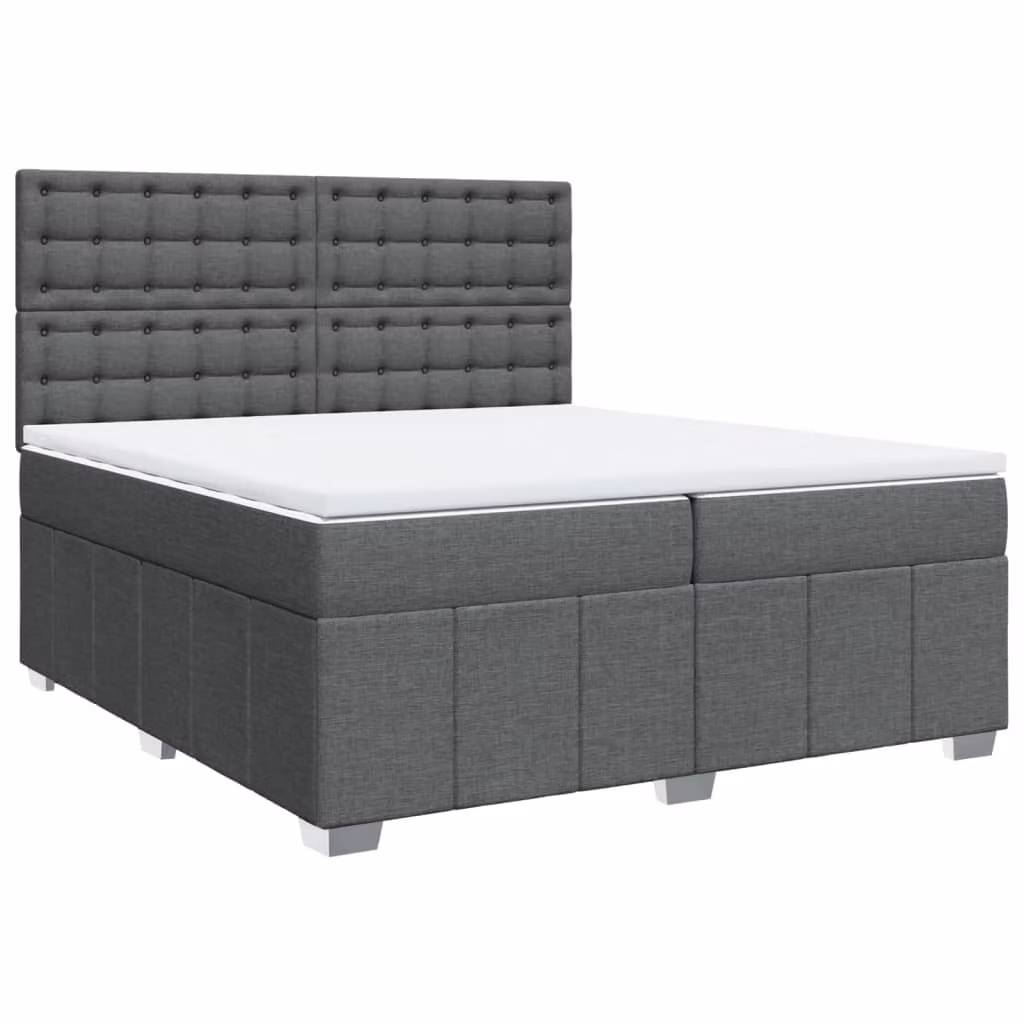 Giroletto a Molle con Materasso Grigio Scuro 200x200 cm Tessuto