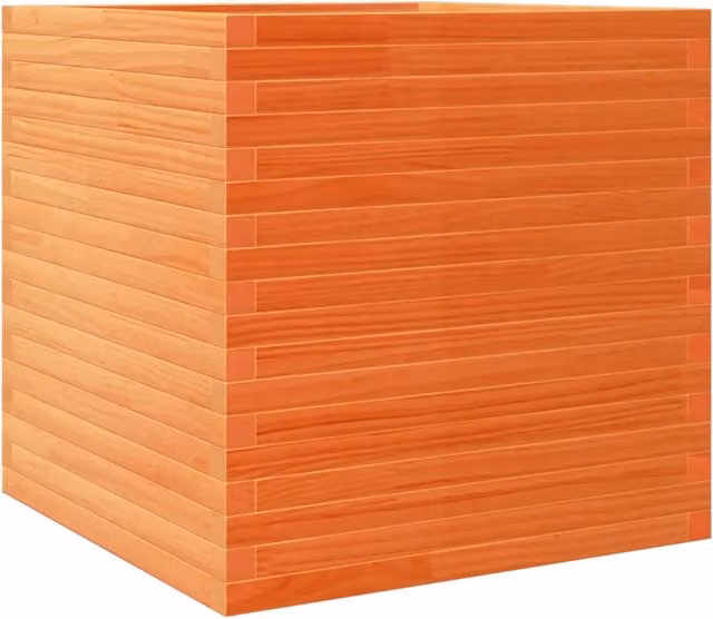Fioriera | Cassetta per fiori | Vaso Giardino Marrone Cera 70x70x68,5cm Legno Massello Pino