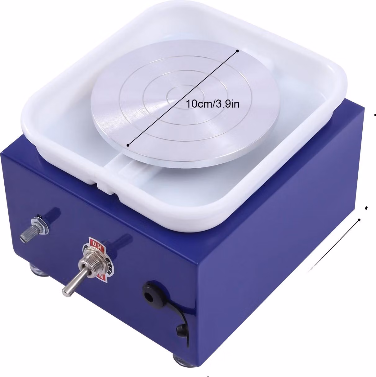 Mini tornio da vasaio, 0-2000 giri/min, contenitore rimovibile, velocità e direzione regolabili, BLU PROFONDO