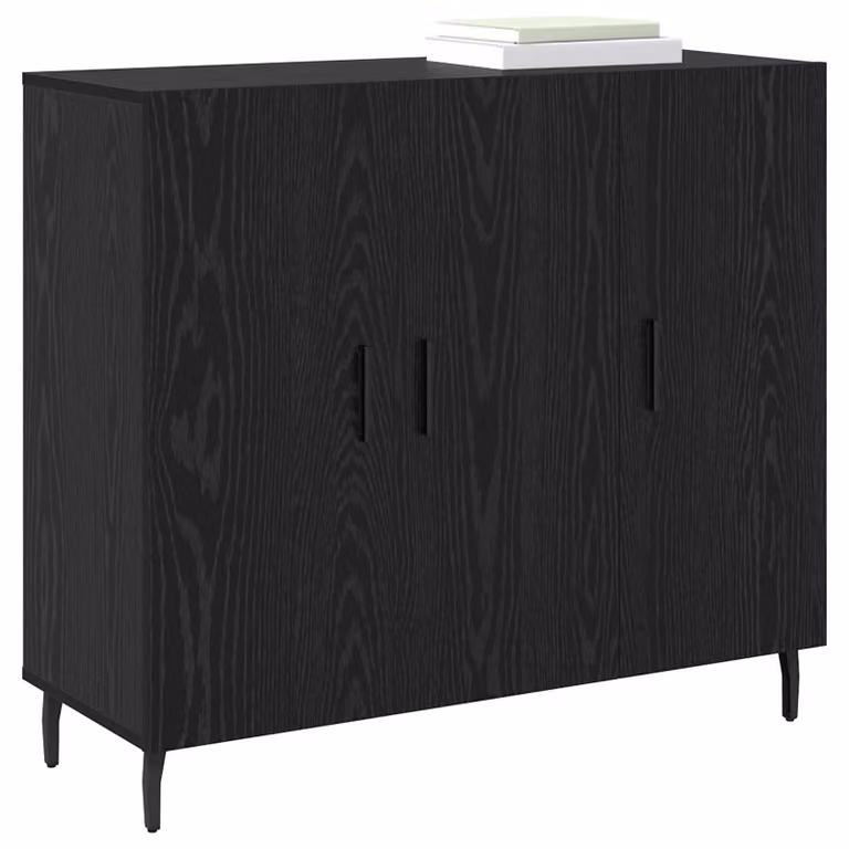 Credenza Rovere Nero 90 x 34 x 80 cm Legno multistrato