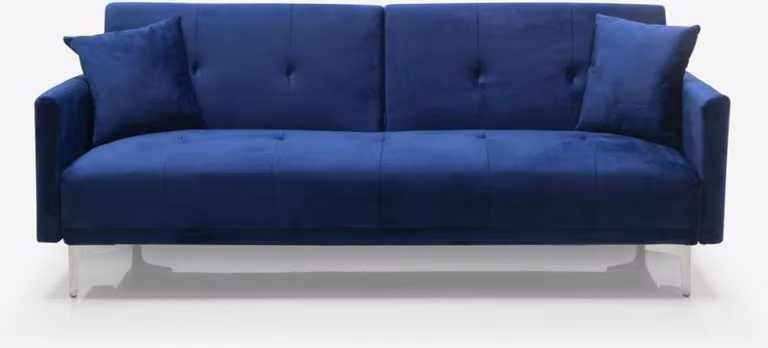 divano letto 3 posti in tessuto vellutato dal design moderno Villolus - Blu