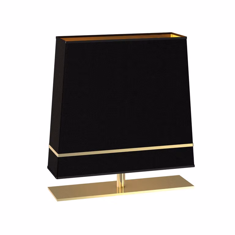 Lampada da tavolo con paralume Volans nero e oro, 1xE27x60W, ottone, dimensioni: 52x50x20 cm, IP20, Milagro