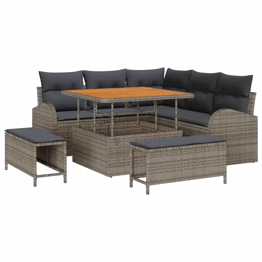 vidaXL Set Divano da Giardino a L con 8 Pezzi, Grigio – 2