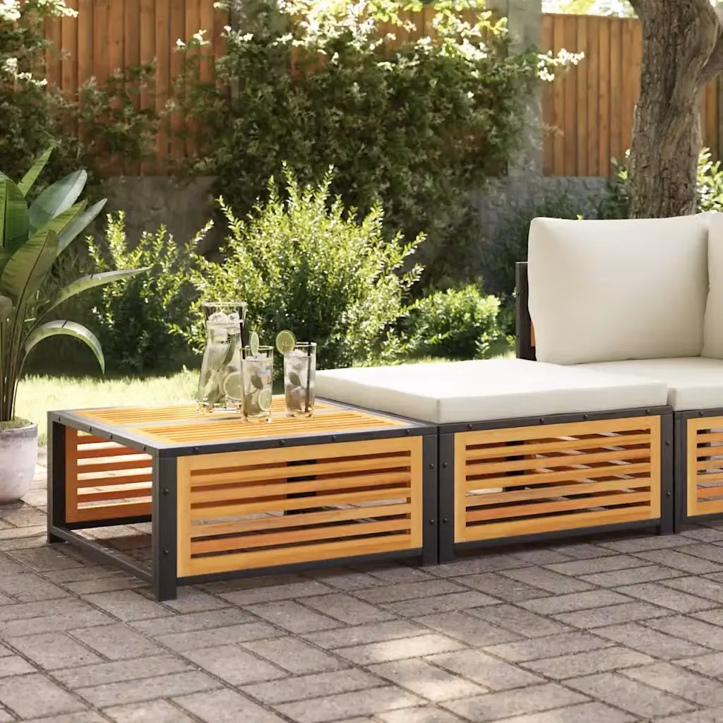 Tavolo da giardino quadrato in legno di acacia bianco con design moderno per esterno e terrazza – 2