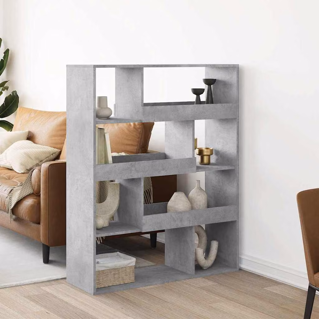 Libreria vidaXL Grigio Cemento in Legno Multistrato e MDF, L 100 cm x P 33 cm x H 125,5 cm
